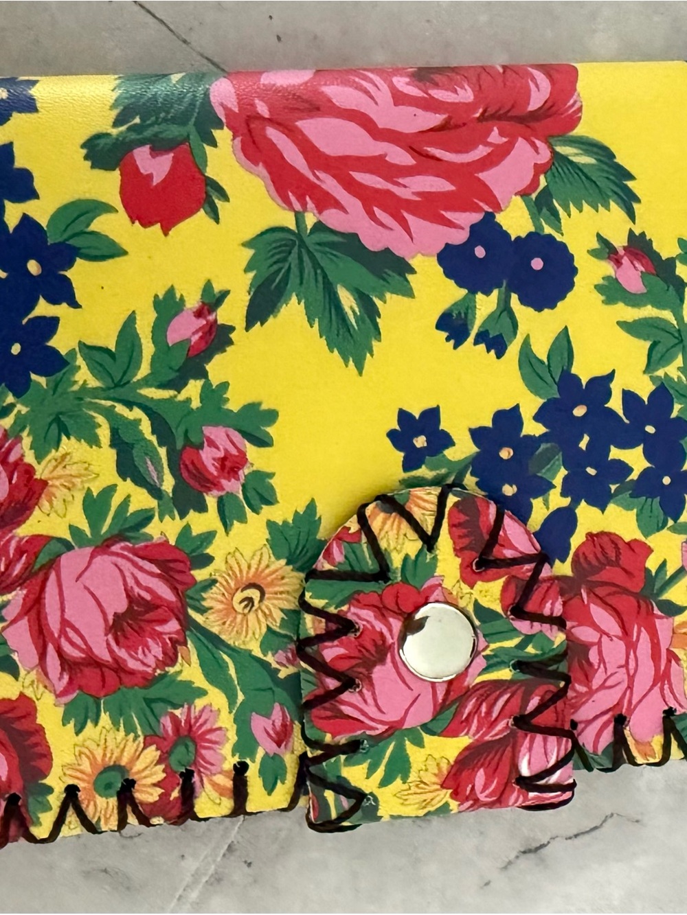 Bright Floral Clutch Wallet - Yellow with Pink & Green Floral Print